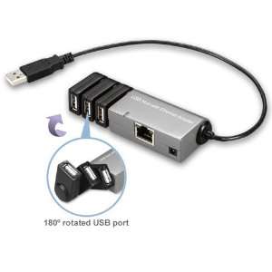   USB 2.0 3 port Hub with Ethernet Adapter: Computers & Accessories
