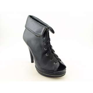 Madden Girl Kholor Womens SZ 7.5 Black Boots Ankle Peep Toe Shoes 