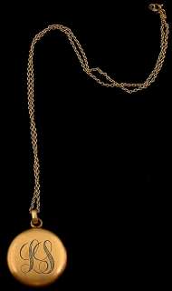 Victorian Rolled Gold Round LOCKET chain Engraved  
