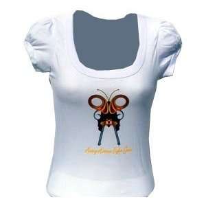   Hitters Butterfly Guns White Girls Shirt (SizeS)