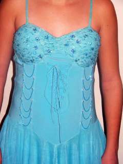 Blue corset Dress Fairy Hem Beaded Detail S M L XL 2XL  