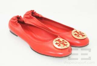 Tory Burch Masaai Red Leather Reva Ballet Flats Size 10 NEW  