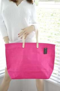 NW MURVAL PARIS Large PINK JUTE TOTE BAG Leather Straps  