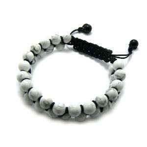  All New Double Marble Stone Macrame Bracelet White XB275 