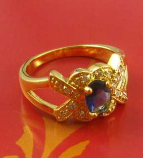 14KT Yellow Gold GF Wedding Engagement 3.4ct CZ Sapphire Antique Ring 