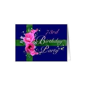  73rd Birthday Party Invitations Pink Flower Bouquet Card 