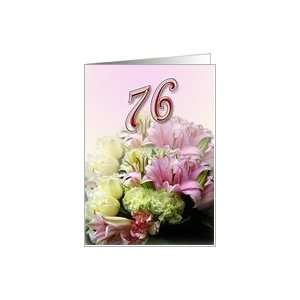  76th Happy Birthday   Pink bouquet Card: Toys & Games