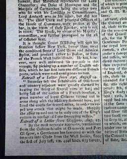 BENJAMIN FRANKLIN Revolutionary War 1778 Old Newspaper  