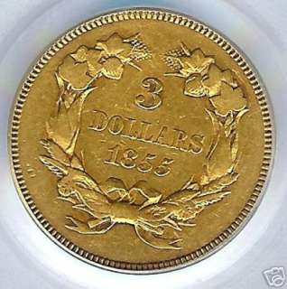 1855 $3 Gold PCGS XF 40  