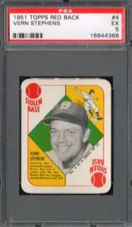 1951 Topps Red Back #4 Vern Stephens (Red Sox) PSA 5  