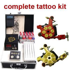  Tattoo Kits 2 New Machine Gun Power Needles 10 Ink DIY 019 