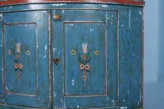 Original Antique Blue Painted Swedish Corner Cupboard Cabinet c1840 