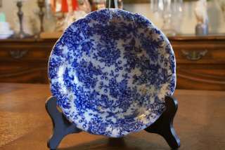 BEAUTIFUL Antique Upper Hanley Flow Blue Vegetable Bowl Serving Plate 