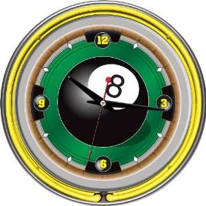   Ball 14 inch Neon Wall Clock   Game Room Products Neon Clocks Pool