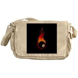   Khaki Messenger Bag Flaming 8 Ball for Pool: Everything Else