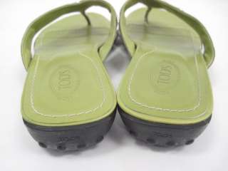 you are bidding on a pair of tod s green suede leather thongs sandals 