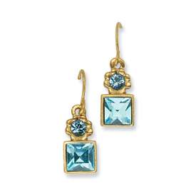 Fancy New 1928® Gold tone Aqua Crystal Dangle Earrings  
