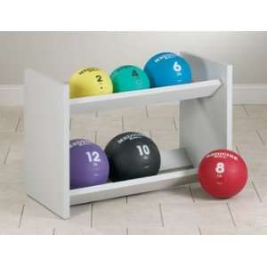   BALLS AND ACCESSORIES Double level ball rack w/ 6 med balls Item# 8299