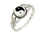 Bague yin yang ou ying yang Bijou en argent émaillé 925 pour mille