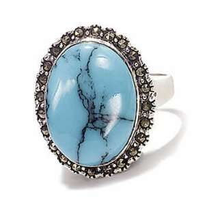  Sterling Silver Turquoise And Marcasite Ring: Jewelry
