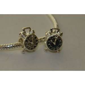  925 Sterling Silver Alarm Clock Charm Bead for Bracelet or 