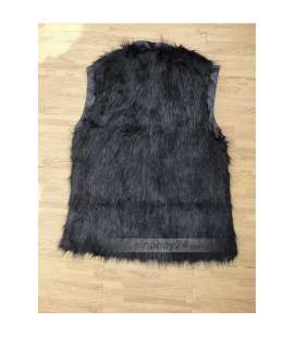C51038 New Style Womens Faux Fur Zipper Polyester Winter Warm Vest 