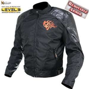 Xelement Advanced Armor Flame Embroidered Motorcycle Jacket   Size 