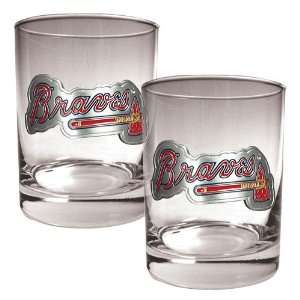  Atlanta Braves MLB 2pc Rocks Glass Set   Primary Logo 