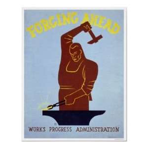  Blacksmith Forging 1940 WPA Poster: Home & Kitchen