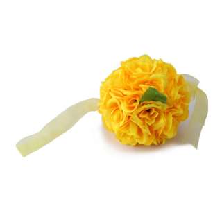 Yellow Rose Ball Pew Bow Wedding Flowers Decoration  