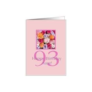 93rd birthday Aunt, colorful rose bouquet Card Health 