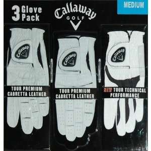  Callaway Golf Glove Set 2 Tour Premium Cabretta Leather and 1 Tour 