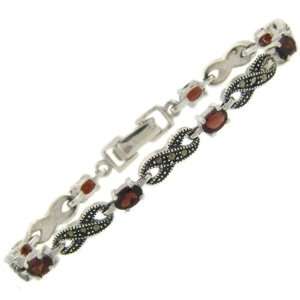    Sterling Silver Marcasite Red X and O Bracelet Jewelry