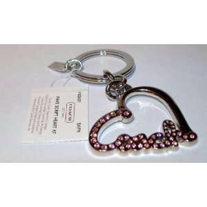   Crystal Pave Script Coach Heart Key Chain /Key Fob: Office Products