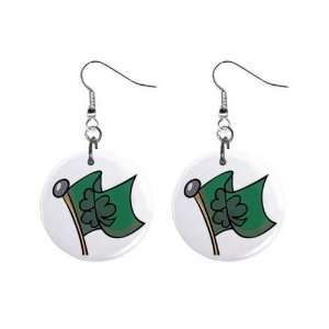  Irish Shamrock Flag St Patricks Day Dangle Earrings 
