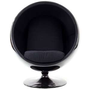  Eero Aarnio Style Ball Chair in Black Exterior with Black 