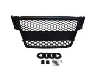 09 11 AUDI A4 B8 BADGELESS HONEYCOMB MESH GRILL BLACK + BADGE HOLDER 