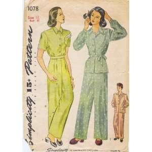   Sewing Pattern Womens Pajamas Size 12 Bust 30: Arts, Crafts & Sewing