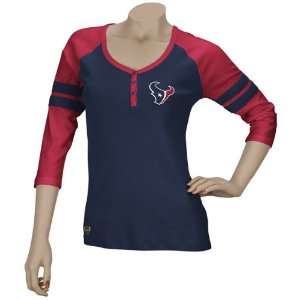  Houston Texans Womens 3/4 Sleeve Rib Henley Top Sports 