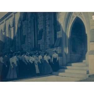  1899? Group of young women at entrance of church