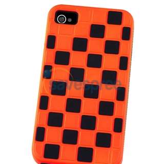   Black Checker Hybrid Case Cover+PRIVACY FILTER Film for iPhone 4 4G 4S