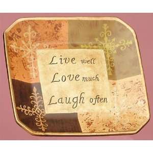   Floral Message Plate   Live Well Love Much Laugh Often: Home & Kitchen