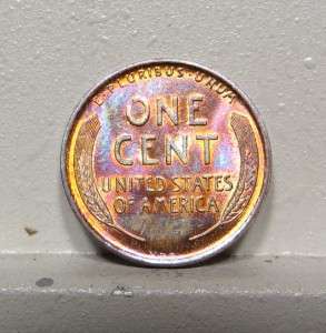 1909 VDB Lincoln Wheat Cent *Gem BU Red & Brown* Blue Toned  
