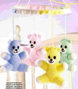 21B CROCHET PATTERN FOR: Crib Mobile Tiny Teddy Bears EASY!  