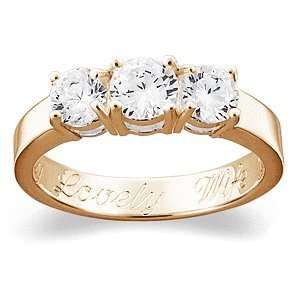   Zirconia CZ Trio Promise or Engagement Ring   Personalized Jewelry
