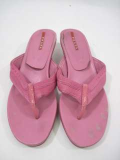 AUTH PRADA Pink Thong Sandals Kitten Heels 37 7  