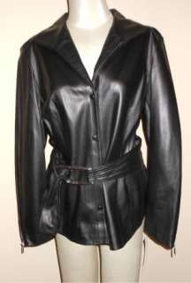 NWT Lafayette 148 New York Jordan Black Leather Shirt Jacket 14 $698 