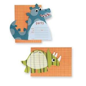 dinosaur party invitations & thank you notes (set of 8 