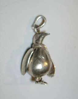 Vintage 3D Sterling Silver 925 Large Penguin Charm Pendant RARE Hard 