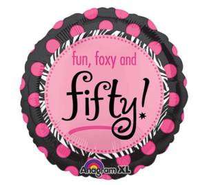 Fun Foxy and Fifty 50 Happy Birthday 18 Balloon Dot Mylar Foil Party 
